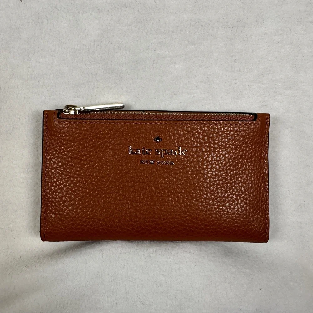 Kate‎ Spade Leila small slim bifold wallet Brown Leather